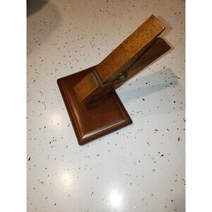 Vintage Wood Paper Clip Desk Top Accessory RICO West Germany Organizer Notes